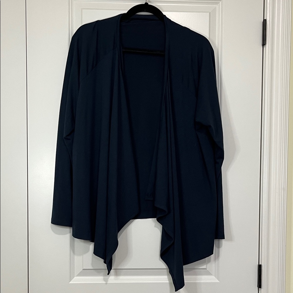 Elegant Navy Blue Women's Wrap Cardigan